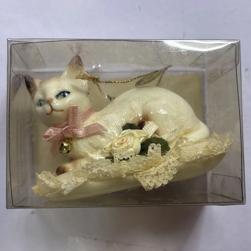 New Set of 2 Vintage Kurt S Adler  Kitty Cat Christmas Ornaments 3.5